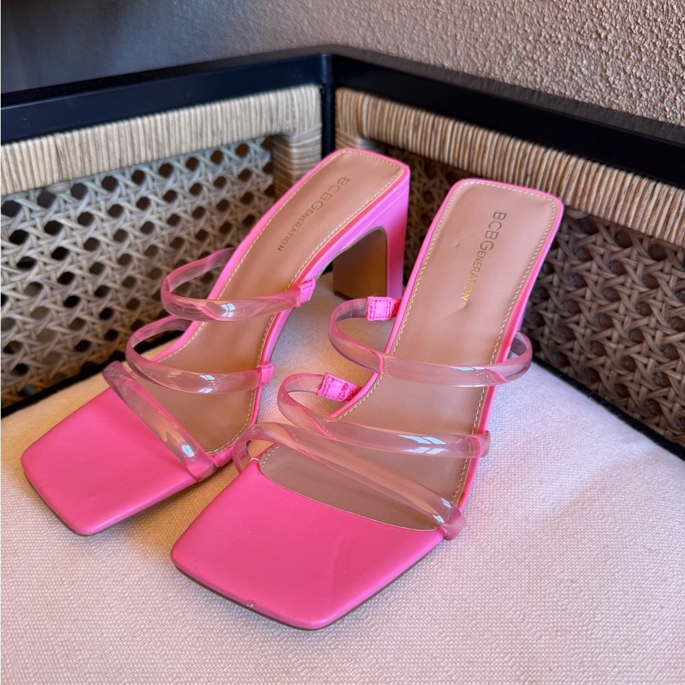 New BCBGeneration Pink Heels with Clear Straps size 9